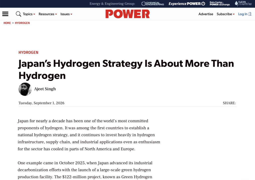 Japan’s Hydrogen Strategy Is About More Than Hydrogen Ajeet Singh